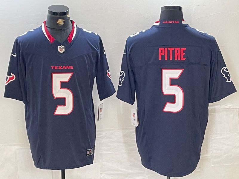 Men Houston Texans #5 Pitre Blue Three generations 2025 Nike Limited NFL Jersey style 1->houston texans->NFL Jersey